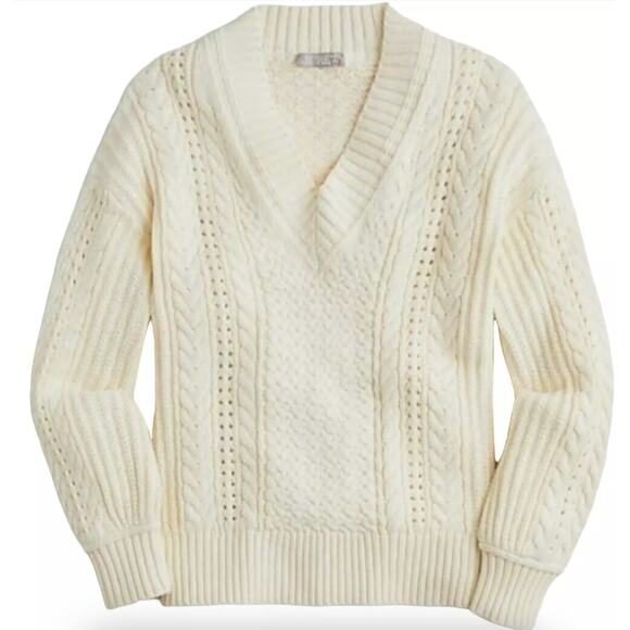 NWT J. Crew Cotton cable knit v-neck 100% cotton pullover sweater size 2X - Picture 1 of 11